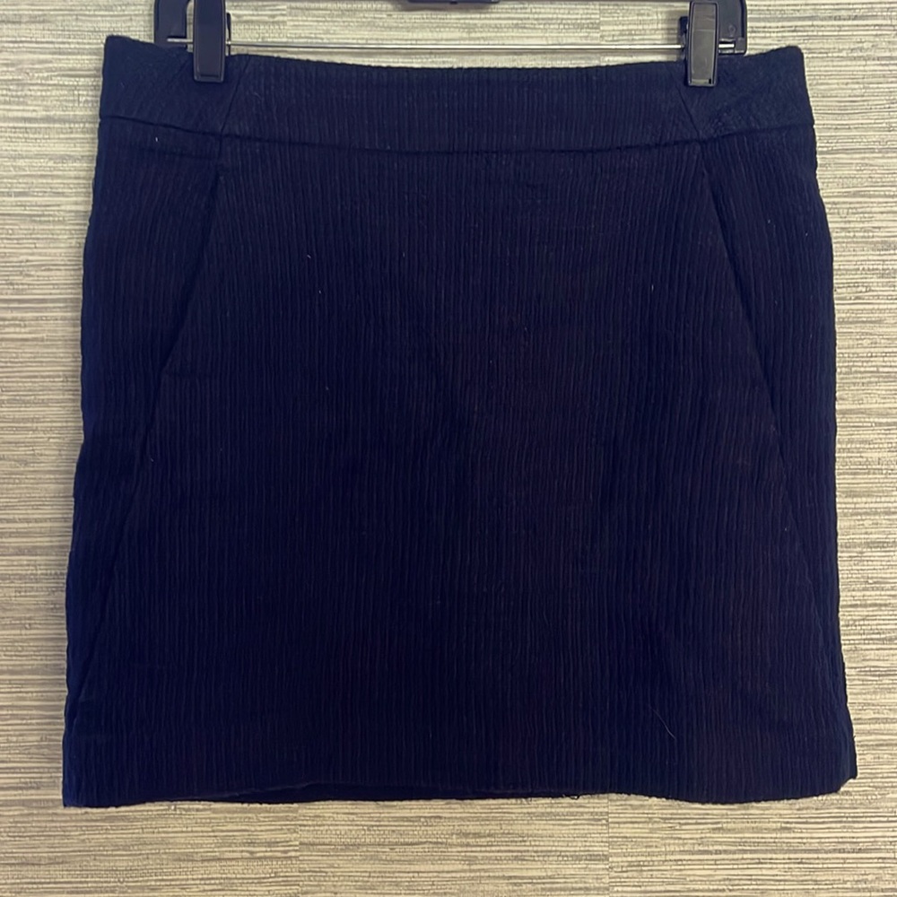 Loft Navy Blue Knitted Cotton Blend Lined Womens Mini Skirt Size 10 525